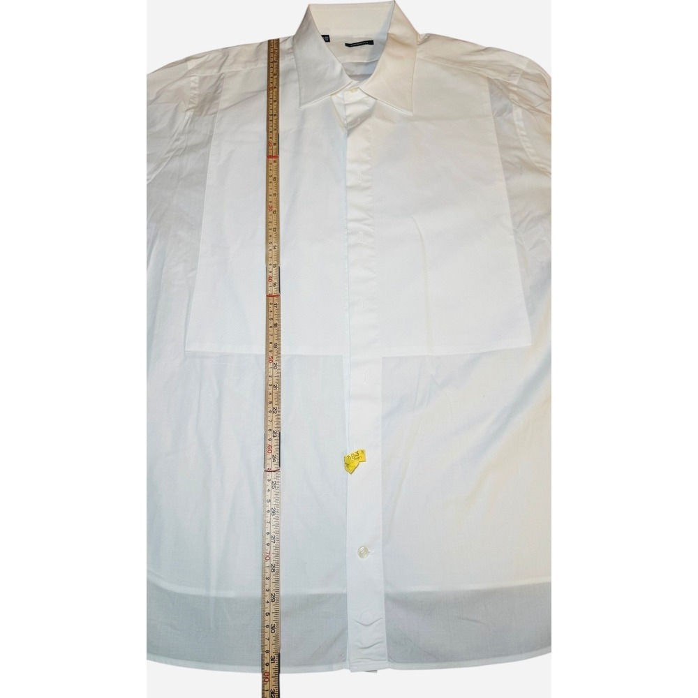 SUITSUPPLY White Tuxedo Shirt Men's 46/18 Long Sleeve Cotton French Cuffs - Picture 8 of 10